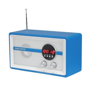 VINTAGE FM RADIO BLUE USB ALARM CLOCK