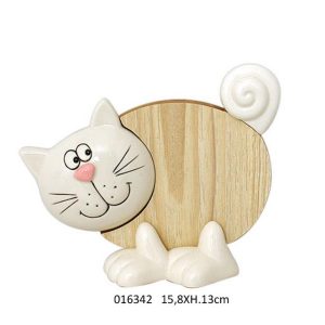 wood & ceramic art design cat