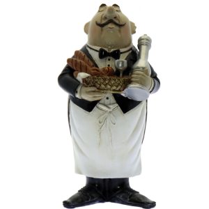 resin figure waiter with BREAD & PEPPER