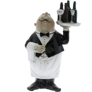 resin figure waiter with tray