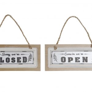 HANGING DECORATION WOOD & IRON 30 X 1 X 13,5 DOOR OPEN / CLOSED 2 MOD.