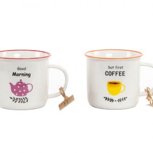 MUG PORCELAIN 9,5X8,5X7,3 375ML COFFEE & TEA 2 MOD.
