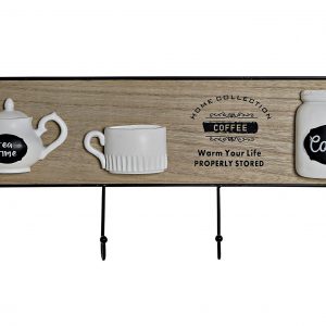 WOOD WALL 4 HANGER COFFEE CERAMIC DESIGN