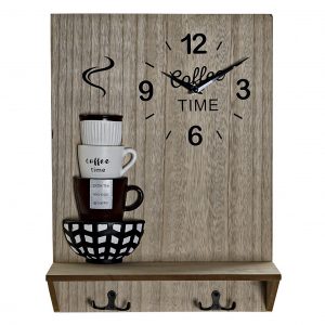 WALL CLOCK WOOD RESIN 30X11,5X40 HANGER NATURAL COLOR