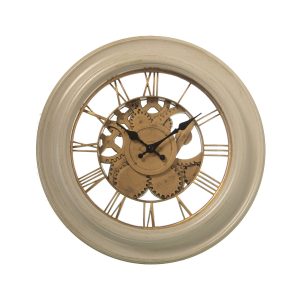 VINTAGE WHITE GOLD WALL CLOCK RESIN WITH CLASS ,