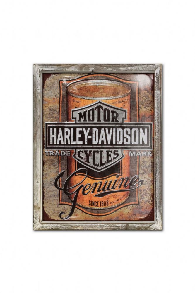 Harley Vintage 44 cm x 34 cm Wood Framed Metal Art