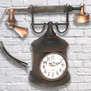 34cm Industrial Telephone Clock Dark Finish