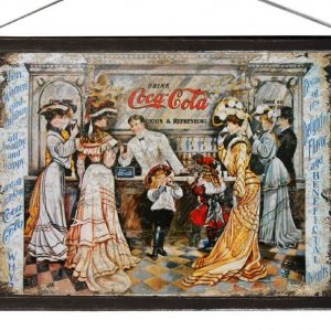 Coca Cola 100 cm x 75 cm Antique Style Hanging Canvas