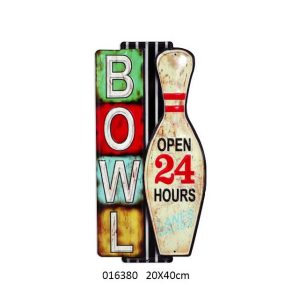 metal sign bowling embossed design