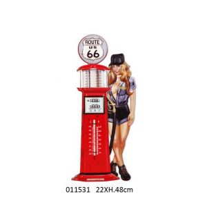 VINTAGE METAL THERMOMETER GAS PUMP ROUTE 66 DESIGN