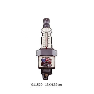 VINTAGE METAL THERMOMETER SPARK PLUG DESIGN