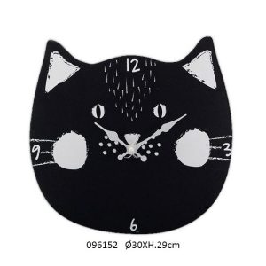 wood art wall clock cat design