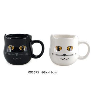 ceramic art mug cat design