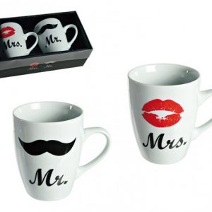CERAMIC MUGS MR & MRS SET OF 2 PCS