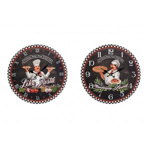 WOOD WALL CLOCK DESIGN PASTA & ITALIAN FOOD