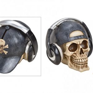 SKELETON HEAD WITH HEADPHONES MONEY BOX