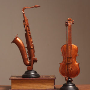 VINTAGE FIGURE RESIN MATERIAL VIOLIN WOOD STYLE