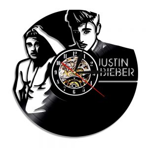 RETRO REAL VINYL IMAGE JUSTIN BIEBER WALL CLOCK
