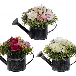 METAL VINTAGE DESIGN WATER CAN WITH FLOWERS