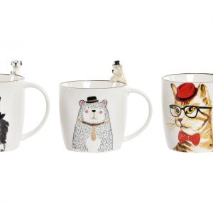 CERAMIC MUGS BEAR DOGS & CATS DESIGN