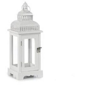 VINTAGE WHITE WOOD & CLASS LANTERN