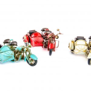 METAL VINTAGE DECORATIVE MOTORCYCLE W SIDECAR