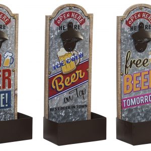 VINTAGE BEER BOTTLE OPENER WOOD & METAL