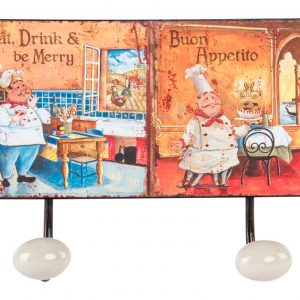 VINTAGE WALL CLOTHES RACK HANGER DESIGN CHEF METAL