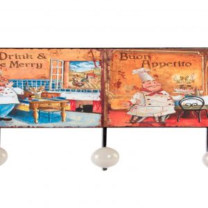 VINTAGE WALL CLOTHES RACK HANGER DESIGN CHEF METAL