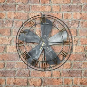 METAL VINTAGE COLLECTION ITEM OLD FAN WALL CLOCK DESIGN