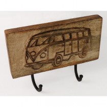 vintage wood key holder 2 hooks