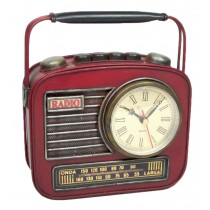 VINTAGE DECORATION METAL RADIO MONEY BOX W CLOCK
