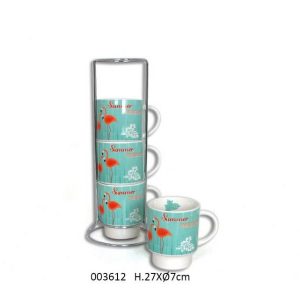 A SET OF 4 PCS MUGS WITH STAND