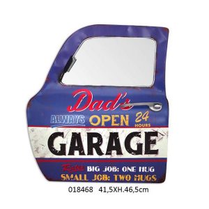 METAL VINTAGE DADS GARAGE DOOR & MIRROR DESIGN WALL HANGER 