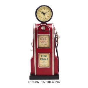 METAL VINTAGE FUEL PUMP DESIGN CLOCK FIRE CHIEF. SOLD OUT