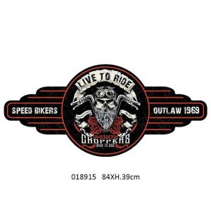 VINTAGE METAL SIGN EMBOSSED LIVE TO RIDE CHOPPERS AMERICAN DESIGN XXL
