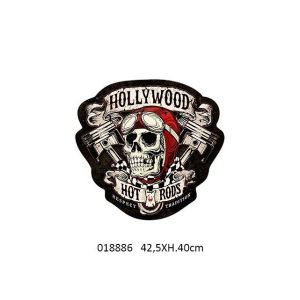 VINTAGE METAL SIGN EMBOSSED HOLLYWOOD HOT RODS AMERICAN DESIGN XL