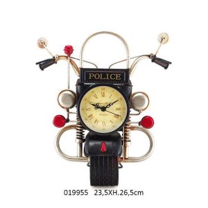 VINTAGE METAL DESIGN AMERICAN POLICE BIKE DESK CLOCK