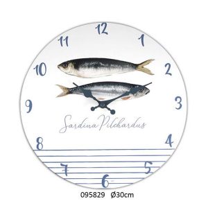 WOOD WALL CLOCK SARDINES