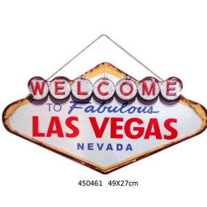 METAL TIN SIGN EMBOSSED DESIGN LAS VEGAS