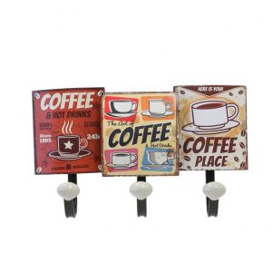 Vintage coffee design metal wall 3 hangers
