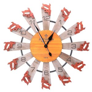Unique Vintage wood wall clock saw design