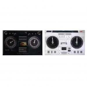 vintage radio cassette stereo glass wall clock design 2 assorted