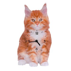 Orange cat wood wall clock design cm30x16x3