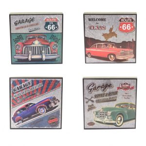 metal embossed sign american vintage cars route 66 / 4 mods