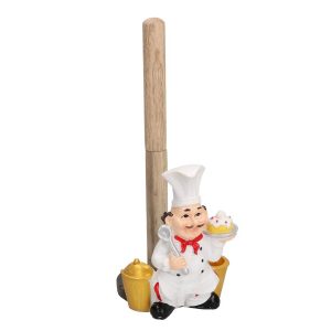 Resin design cook kitchen roll holder with cake cm14x10h27