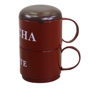 vintage  metal stool red cups unique  design  cm44x30h50