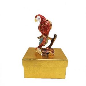 RED PARROT  DESIGN METAL JEWEL BOXES