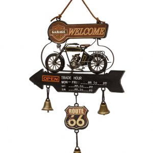 VINTAGE WELCOME HANGING METAL BIKE WITH BELL