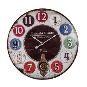VINTAGE WOOD DESIGN WALL CLOCK WITH PENDLUM
